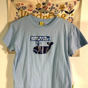 DAWLS Vintage 90's Baby Blue Moby Dick Tee "Moby says, don't be a dick" Y2K Sk8